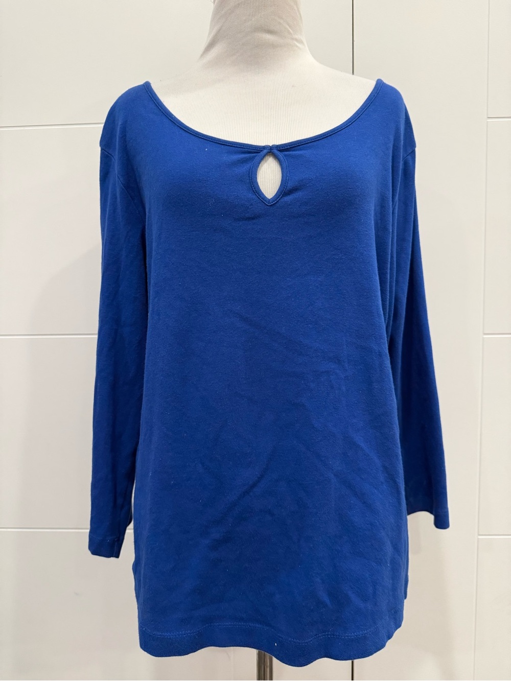 Chico's Royal Blue Long Sleeve Keyhole Top